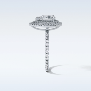 1.33 Double Halo Engagement Ring Featuring Pear Moissanite