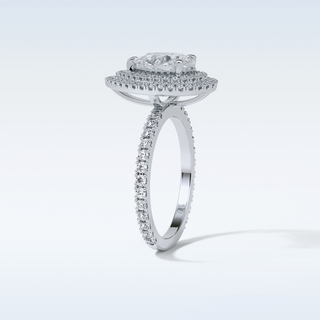 1.33 Double Halo Engagement Ring Featuring Pear Moissanite