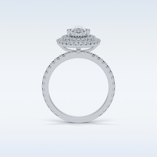 1.33 Double Halo Engagement Ring Featuring Pear Moissanite