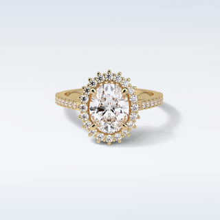 1.91 Halo Engagement Ring Featuring Oval Moissanite