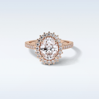 1.91 Halo Engagement Ring Featuring Oval Moissanite