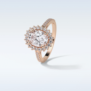 1.91 Halo Engagement Ring Featuring Oval Moissanite