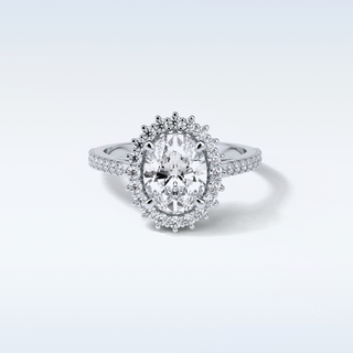 1.91 Halo Engagement Ring Featuring Oval Moissanite