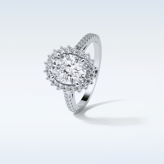 1.91 Halo Engagement Ring Featuring Oval Moissanite