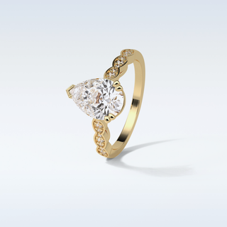 1.93 Pave Engagement Ring Featuring Pear Moissanite