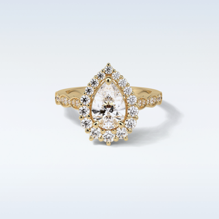 1.93 Halo Engagement Ring Featuring Pear Moissanite