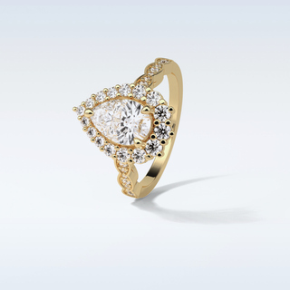 1.93 Halo Engagement Ring Featuring Pear Moissanite
