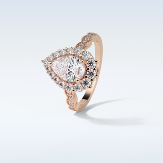 1.93 Halo Engagement Ring Featuring Pear Moissanite