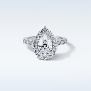 1.93 Halo Engagement Ring Featuring Pear Moissanite