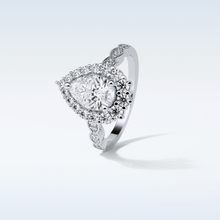 1.93 Halo Engagement Ring Featuring Pear Moissanite
