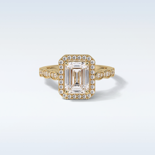 1.91 Halo Engagement Ring Featuring Emerald Moissanite