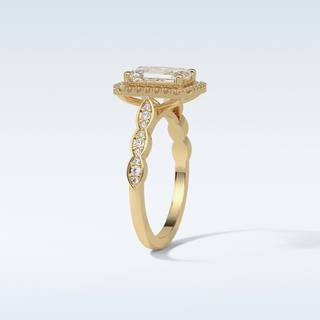 1.91 Halo Engagement Ring Featuring Emerald Moissanite