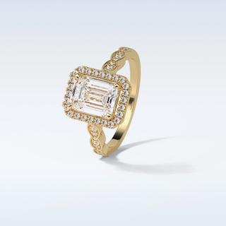 1.91 Halo Engagement Ring Featuring Emerald Moissanite