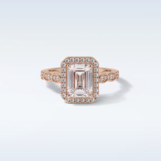 1.91 Halo Engagement Ring Featuring Emerald Moissanite