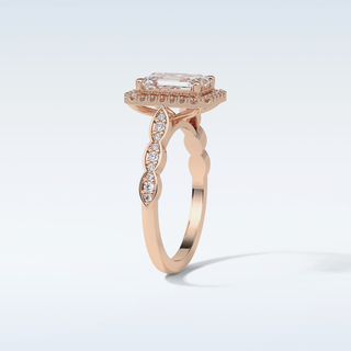 1.91 Halo Engagement Ring Featuring Emerald Moissanite