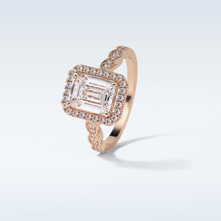 1.91 Halo Engagement Ring Featuring Emerald Moissanite