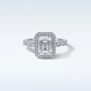 1.91 Halo Engagement Ring Featuring Emerald Moissanite