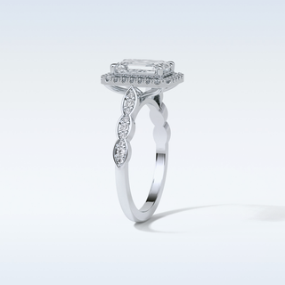 1.91 Halo Engagement Ring Featuring Emerald Moissanite