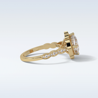 2.1 Halo Engagement Ring Featuring Cushion Moissanite