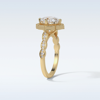 2.1 Halo Engagement Ring Featuring Cushion Moissanite