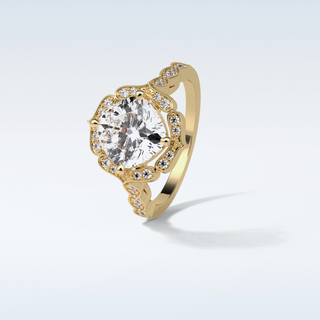 2.1 Halo Engagement Ring Featuring Cushion Moissanite