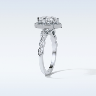 2.1 Halo Engagement Ring Featuring Cushion Moissanite