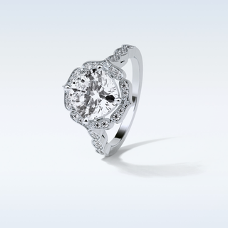 2.1 Halo Engagement Ring Featuring Cushion Moissanite