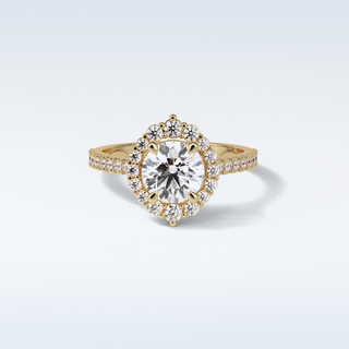 1.25 Halo Engagement Ring Featuring Round Moissanite