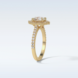 1.25 Halo Engagement Ring Featuring Round Moissanite