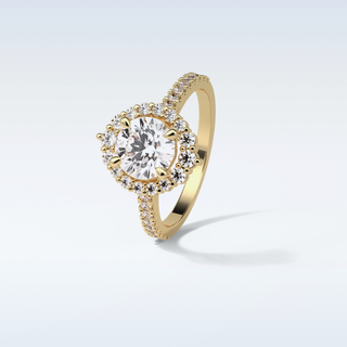 1.25 Halo Engagement Ring Featuring Round Moissanite