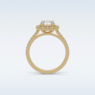 1.25 Halo Engagement Ring Featuring Round Moissanite