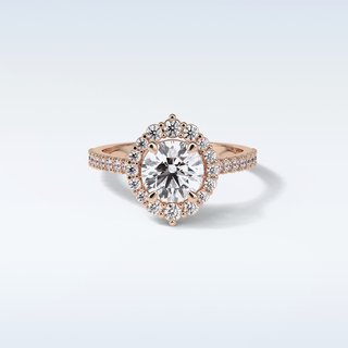 1.25 Halo Engagement Ring Featuring Round Moissanite