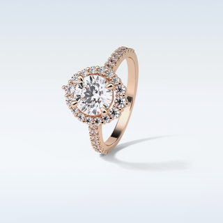 1.25 Halo Engagement Ring Featuring Round Moissanite