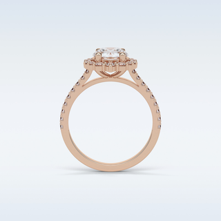 1.25 Halo Engagement Ring Featuring Round Moissanite