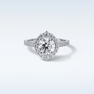 1.25 Halo Engagement Ring Featuring Round Moissanite