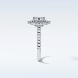 1.25 Halo Engagement Ring Featuring Round Moissanite