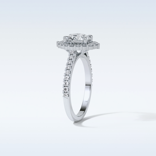 1.25 Halo Engagement Ring Featuring Round Moissanite
