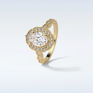 1.31 CT Halo & Pave Engagement Ring Featuring Oval Moissanite