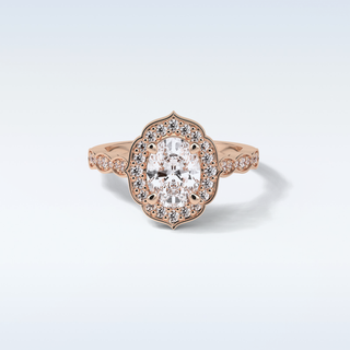 1.31 CT Halo & Pave Engagement Ring Featuring Oval Moissanite