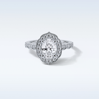 1.31 CT Halo & Pave Engagement Ring Featuring Oval Moissanite
