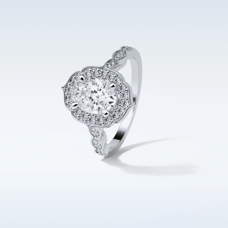 1.31 CT Halo & Pave Engagement Ring Featuring Oval Moissanite