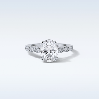 1.91 Pave Engagement Ring Featuring Oval Moissanite