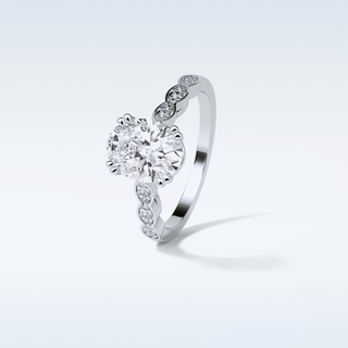 1.91 Pave Engagement Ring Featuring Oval Moissanite