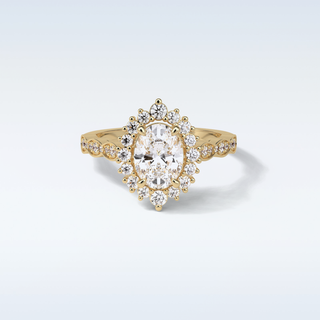1.33 CT Halo & Pave Engagement Ring Featuring Oval Moissanite