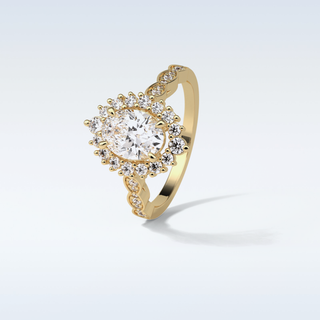 1.33 CT Halo & Pave Engagement Ring Featuring Oval Moissanite