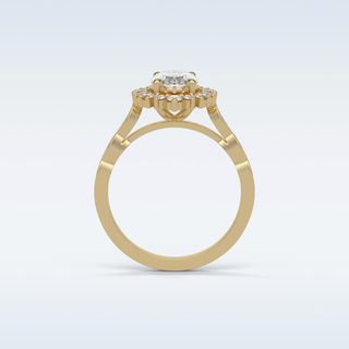 1.33 CT Halo & Pave Engagement Ring Featuring Oval Moissanite