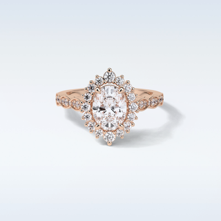1.33 CT Halo & Pave Engagement Ring Featuring Oval Moissanite