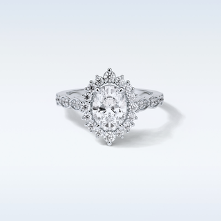 1.33 CT Halo & Pave Engagement Ring Featuring Oval Moissanite
