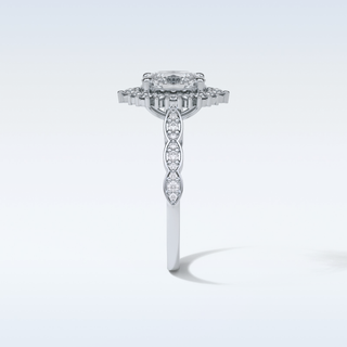 1.33 CT Halo & Pave Engagement Ring Featuring Oval Moissanite