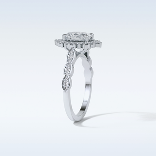 1.33 CT Halo & Pave Engagement Ring Featuring Oval Moissanite